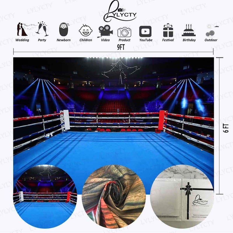 LYLYCTY Boxing Birthday Backdrop for Photography 9x6ft Boxing Arena Sport Background for Children Boy Portrait Birthday Party Decor Photo Booth Studio Props - Image 2